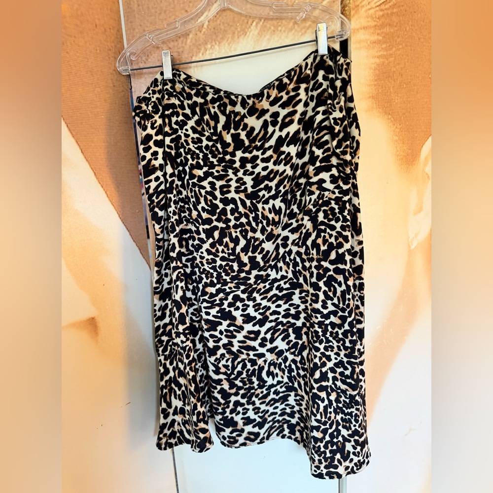 Eloquii Animal Print Skirt in Black and Brown